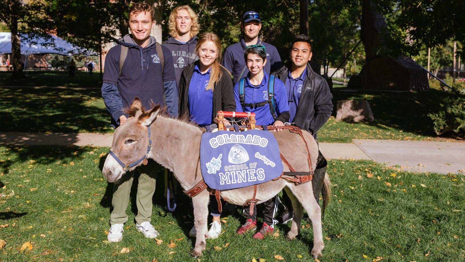 Students pose with Blaster the Burro